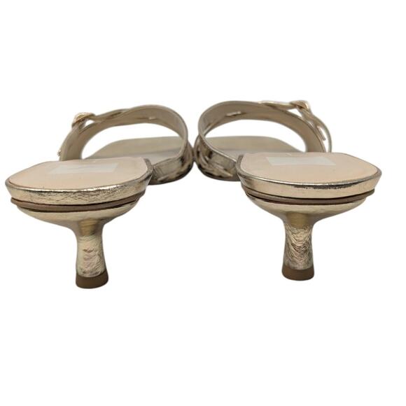 Dolce Vita Bryant Gold Distressed Leather Heels Sandals Size 11 - Picture 5 of 6